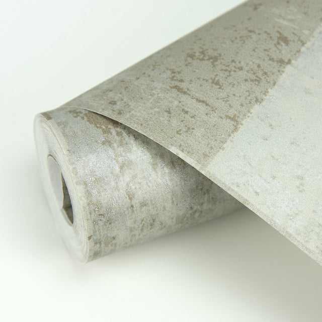 Vela Taupe Distressed Geometric Wallpaper with Metallic Abstract Geometric Pattern - Brewster 2927-10901
