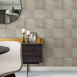 Vela Taupe Distressed Geometric Wallpaper with Metallic Abstract Geometric Pattern - Brewster 2927-10901