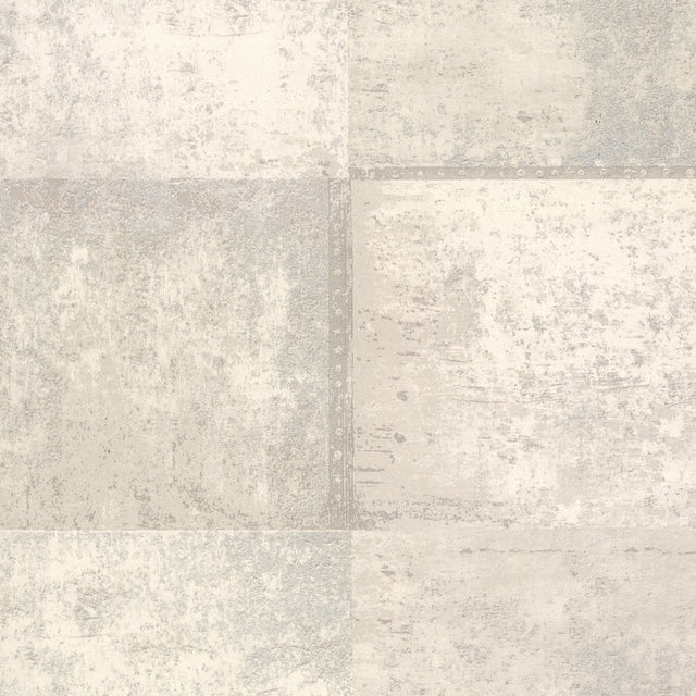 Vela Ivory Distressed Geometric Wallpaper with Textured Abstract Geometrics - Brewster 2927-10902