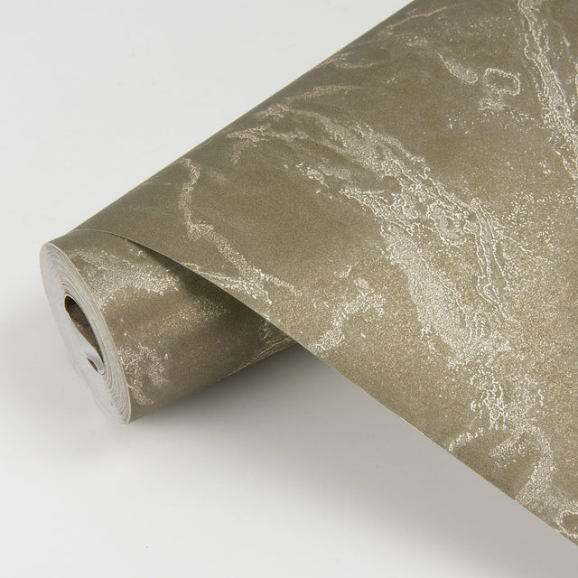 Crux Chocolate Marble Wallpaper with Metallic Distressed Texture - Brewster 2927-12003