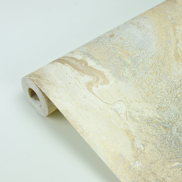 Tory Gold Texture Wallpaper with Metallic Marble Swirl - Brewster 2927-20205