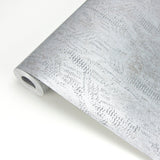 Luster Silver Distressed Texture Wallpaper with Metallic Abstract Modern Pattern - Brewster 2927-20301