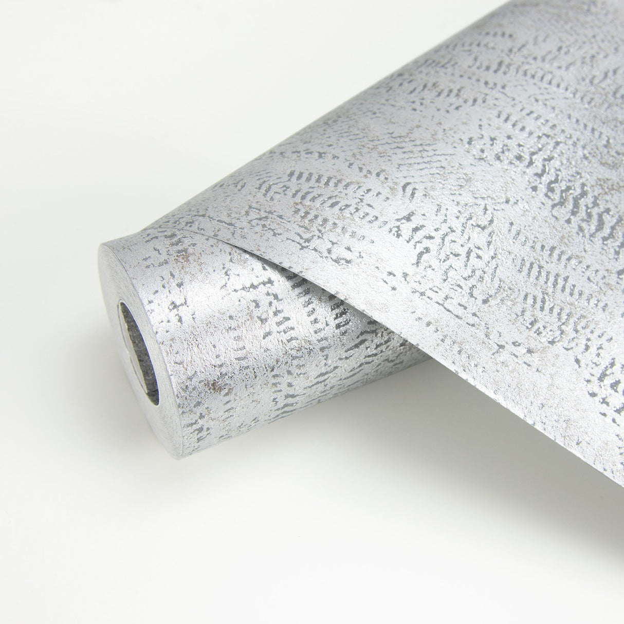 Luster Silver Distressed Texture Wallpaper with Metallic Abstract Modern Pattern - Brewster 2927-20301