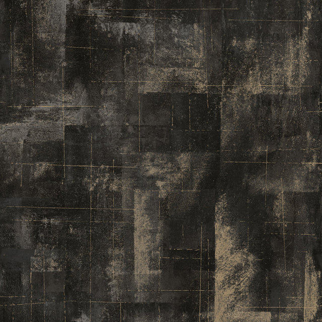 Ozone Black Texture Wallpaper with Distressed Textures Abstract Glam Non Woven Metallic - Brewster 2927-20401