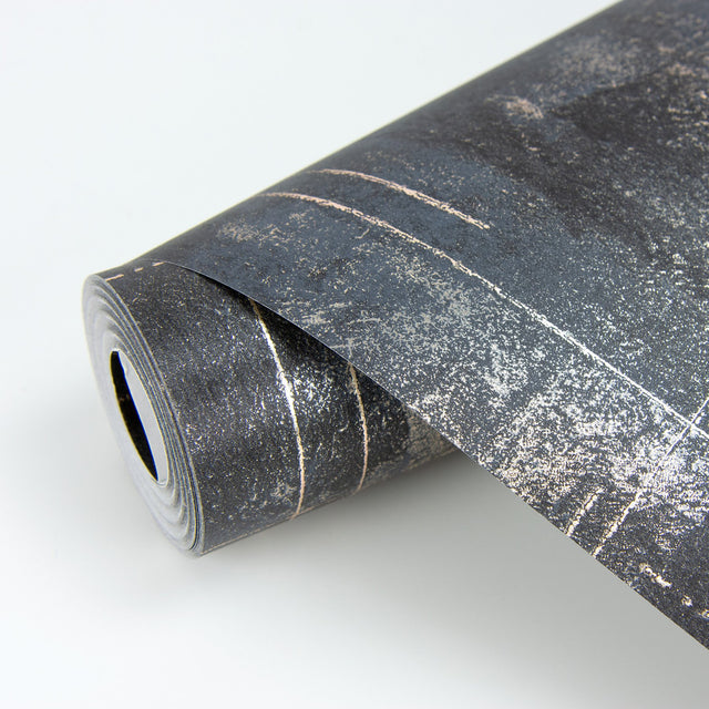 Ozone Black Texture Wallpaper with Distressed Textures Abstract Glam Non Woven Metallic - Brewster 2927-20401