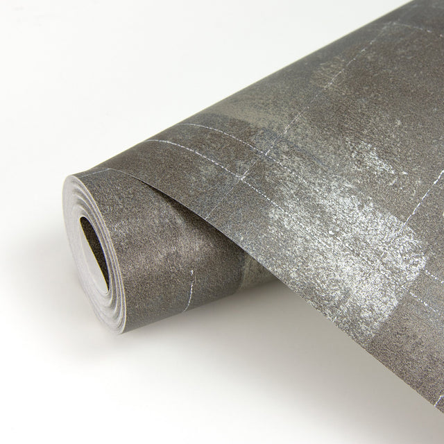 Ozone Charcoal Abstract Distressed Texture Wallpaper, Metallic Glam Non Woven - Brewster 2927-20403