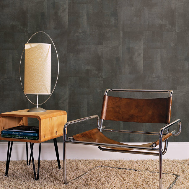 Ozone Charcoal Abstract Distressed Texture Wallpaper, Metallic Glam Non Woven - Brewster 2927-20403