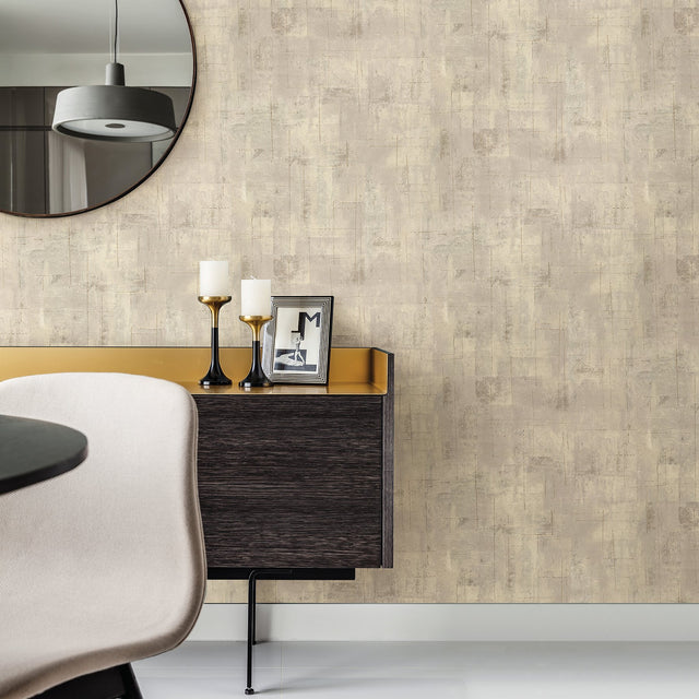 Ozone Taupe Texture Wallpaper with Distressed Abstract Glam Motif - Brewster 2927-20404