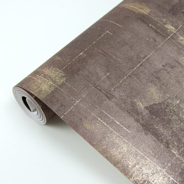Ozone Brown Texture Wallpaper with Distressed Textures Glam Metallic Finish - Brewster 2927-20407