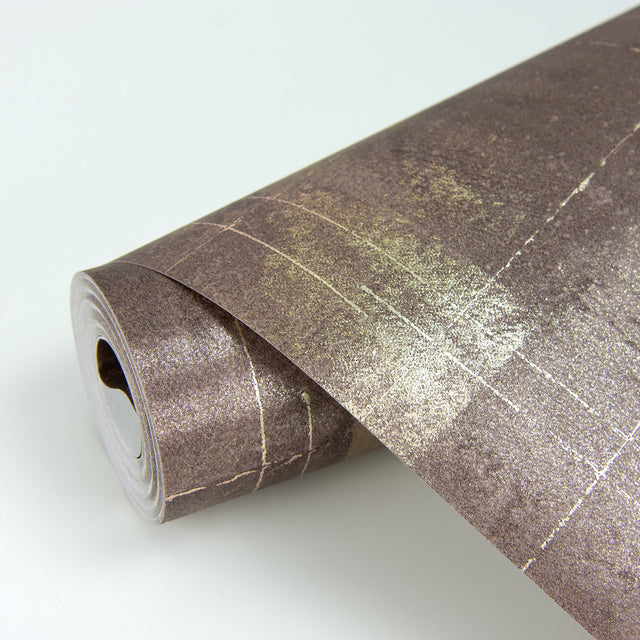 Ozone Brown Texture Wallpaper with Distressed Textures Glam Metallic Finish - Brewster 2927-20407