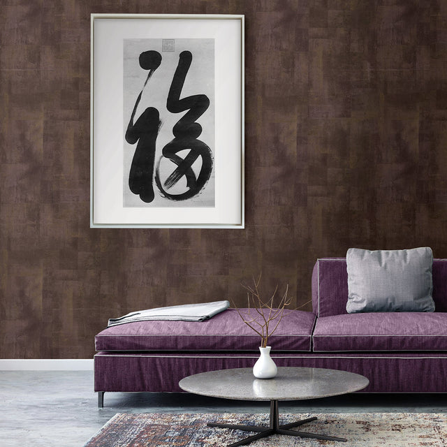 Ozone Brown Texture Wallpaper with Distressed Textures Glam Metallic Finish - Brewster 2927-20407