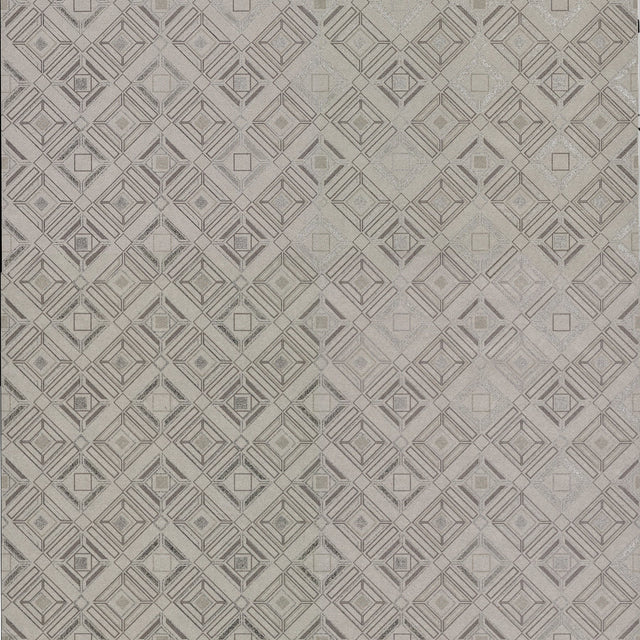 Sonic Light Grey Geometric Wallpaper with Metallic Abstract Geometrics - Brewster 2927-20501