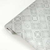 Sonic Light Grey Geometric Wallpaper with Metallic Abstract Geometrics - Brewster 2927-20501