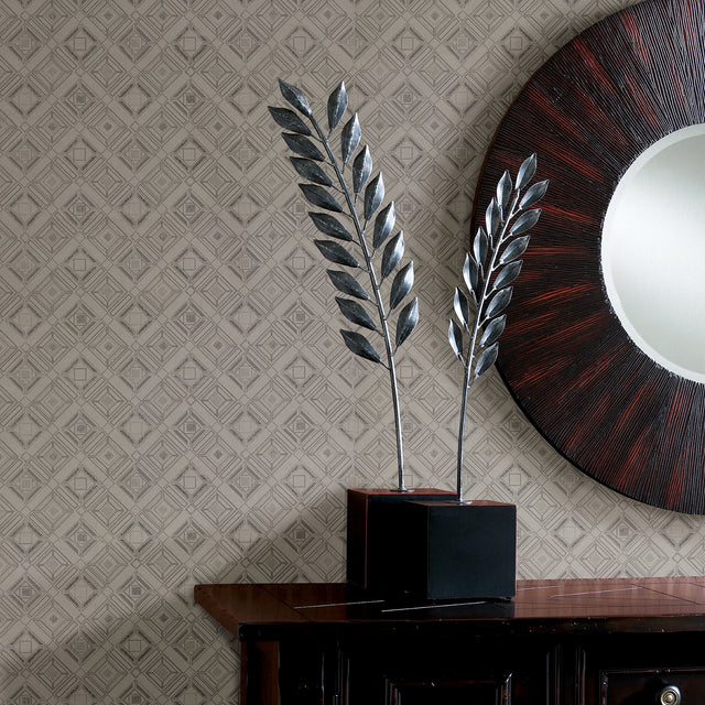 Sonic Light Grey Geometric Wallpaper with Metallic Abstract Geometrics - Brewster 2927-20501
