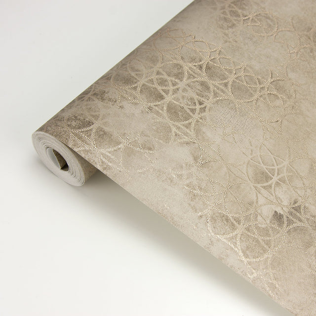Fornax Brass Geometric Wallpaper with Metallic Abstract Geometric Pattern - Brewster 2927-20601