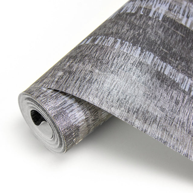 Meteor Pewter Distressed Texture Wallpaper with Metallic Abstract Glam Motif - Brewster 2927-20904
