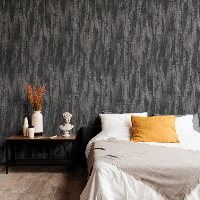 Meteor Pewter Distressed Texture Wallpaper with Metallic Abstract Glam Motif - Brewster 2927-20904