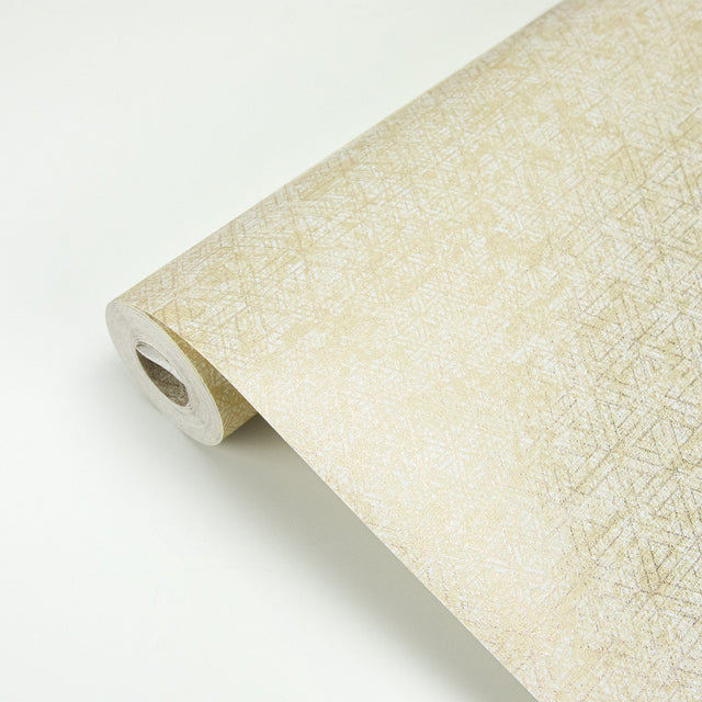 Cosmic Champagne Geometric Wallpaper with Metallic Abstract Triangle Pattern - Brewster 2927-21001