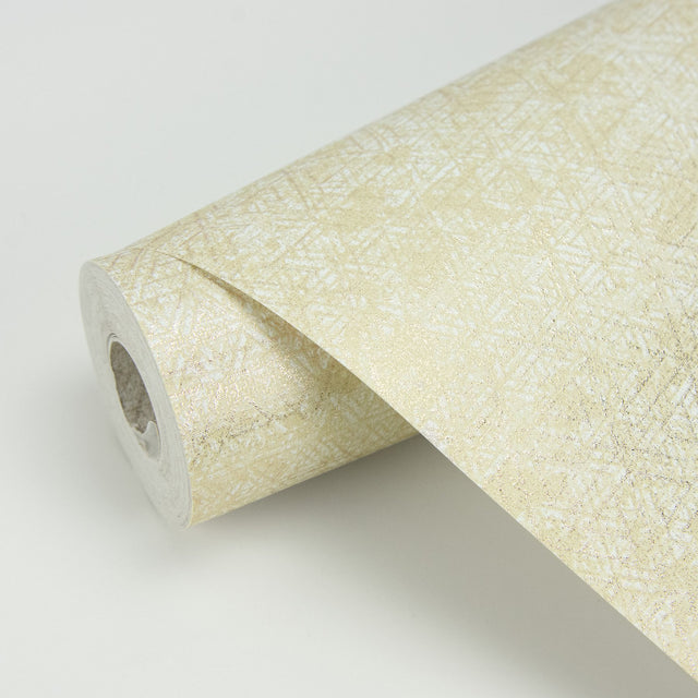 Cosmic Champagne Geometric Wallpaper with Metallic Abstract Triangle Pattern - Brewster 2927-21001