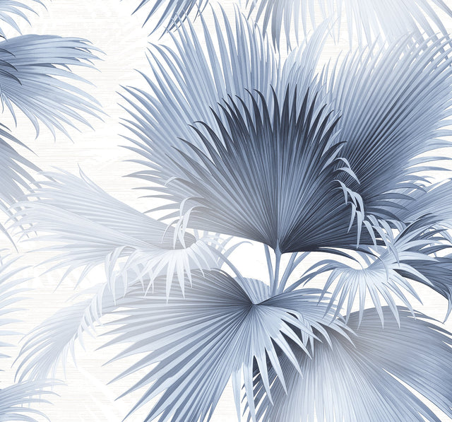 Summer Palm Blue Wallpaper with Tropical Leaf Pattern - A-Street Prints 2927-40102