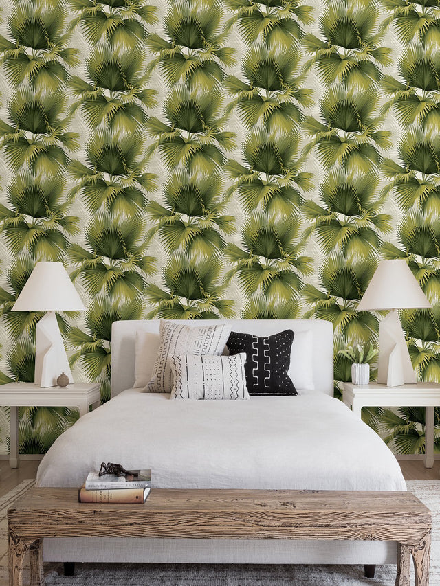 Summer Palm Green Wallpaper with Tropical Leaves Motif - A-Street Prints 2927-40114