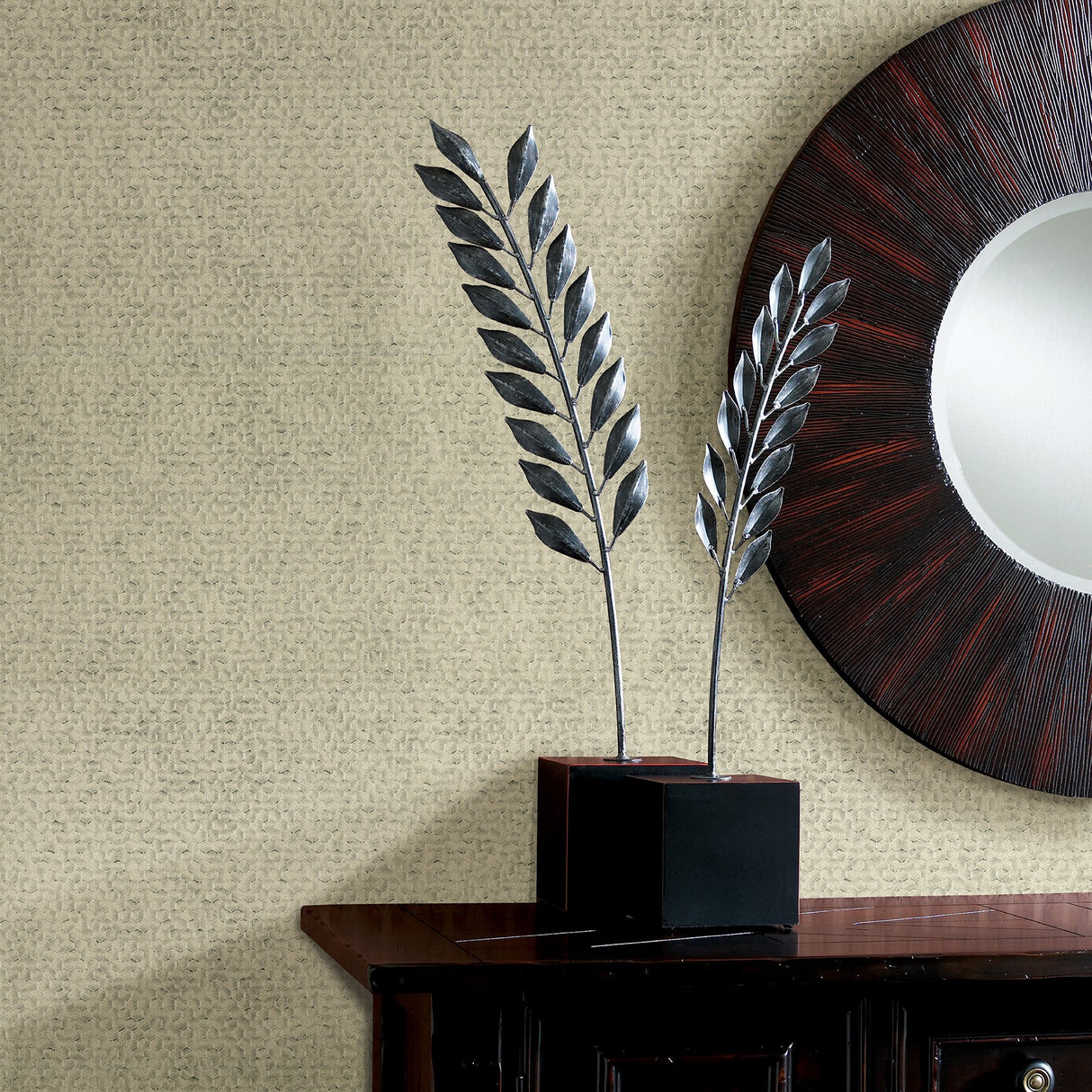 Carbon Platinum Honeycomb Geometric Wallpaper with Industrial Abstract Pattern - Brewster 2927-42486