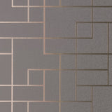 Mason Dark Grey Geometric Wallpaper with Metallic Rose Gold Abstract Geometrics - Brewster 2927-42492