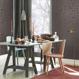 Mason Dark Grey Geometric Wallpaper with Metallic Rose Gold Abstract Geometrics - Brewster 2927-42492