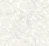 Beaufort Dove Peony Chinoiserie Wallpaper with Glam Chinoiserie Bird & Floral Motif - A-Street Prints 2927-80400