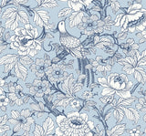 Beaufort Light Blue Peony Chinoiserie Wallpaper with Bird and Floral Motif - A-Street Prints 2927-80402