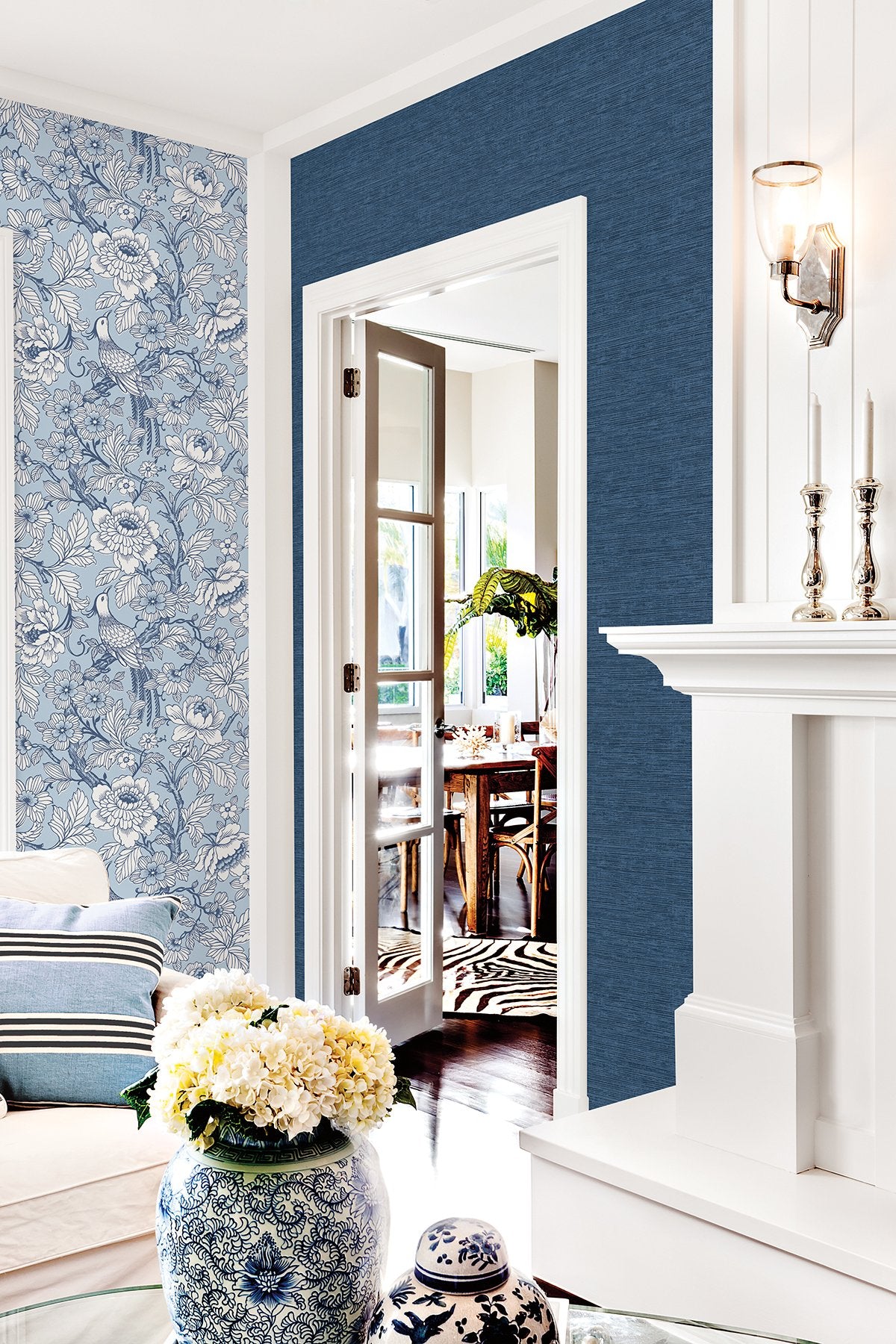Beaufort Light Blue Peony Chinoiserie Wallpaper with Bird and Floral Motif - A-Street Prints 2927-80402