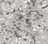 Beaufort Silver Peony Chinoiserie Wallpaper with Glam Bird and Floral Pattern - A?Street Prints 2927-80407