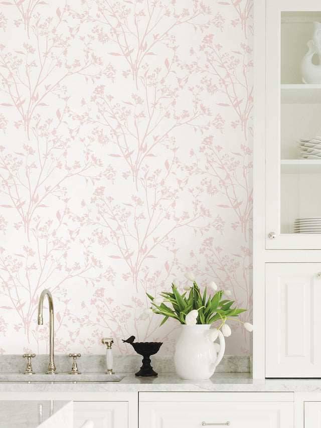 Southport Blush Delicate Branches Wallpaper with Botanical Coastal Motif - A-Street Prints 2927-80701