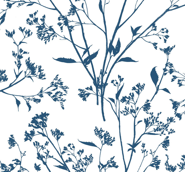 Southport Indigo Delicate Branches Wallpaper with Botanical Coastal Pattern - A-Street Prints 2927-80702