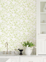 Southport Chartreuse Delicate Branches Wallpaper with Botanical Coastal Motif - A-Street Prints 2927-80704
