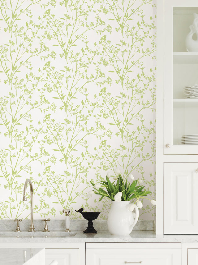 Southport Chartreuse Delicate Branches Wallpaper with Botanical Coastal Motif - A-Street Prints 2927-80704
