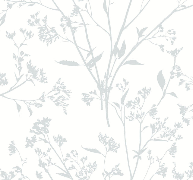 Southport Light Grey Delicate Branches Wallpaper with Coastal Botanical Motif - Brewster 2927-80708