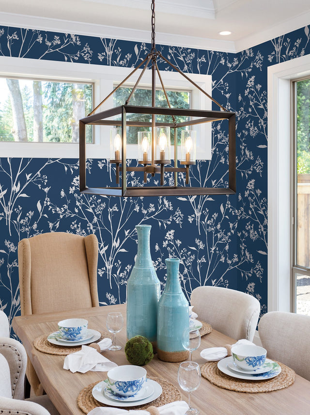 Southport Navy Delicate Branches Wallpaper with Botanical Branch Motif - A-Street Prints 2927-80712