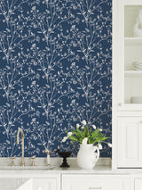 Southport Navy Delicate Branches Wallpaper with Botanical Branch Motif - A-Street Prints 2927-80712