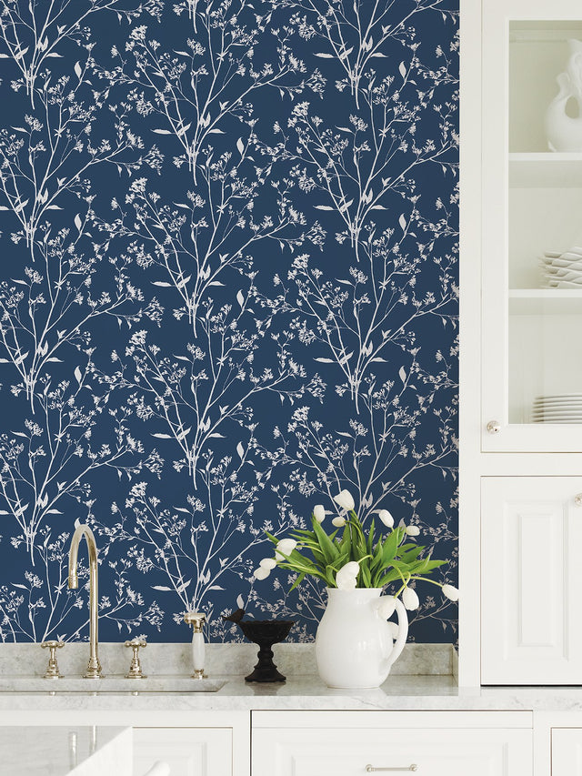 Southport Navy Delicate Branches Wallpaper with Botanical Branch Motif - A-Street Prints 2927-80712