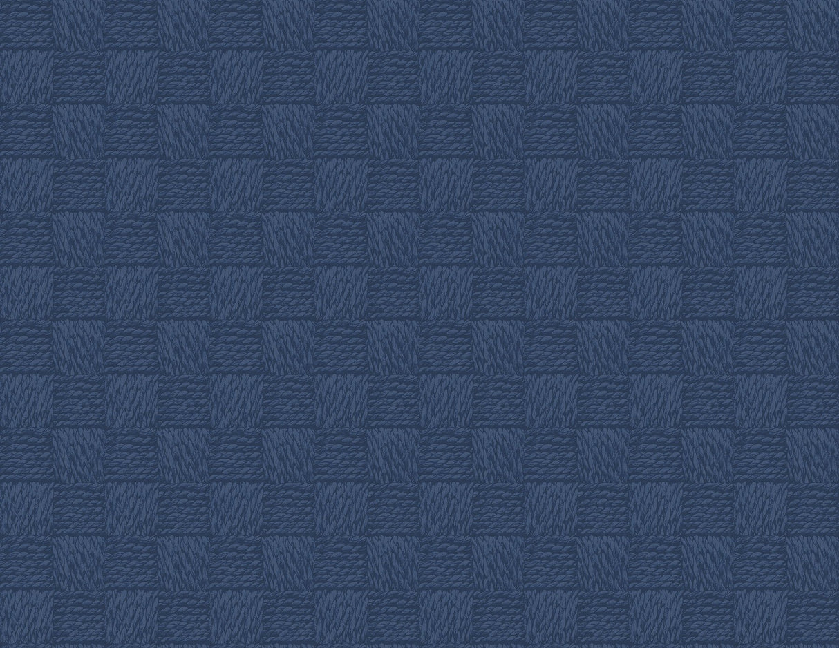Calabash Navy Rope Basketweave Wallpaper with Coastal Fabric & Woven Texture - Brewster 2927-80802