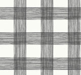Scarborough Black Striated Plaid Wallpaper with Coastal Fabric & Woven Texture Pattern - A-Street Prints 2927-80900