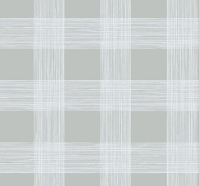 Scarborough Grey Striated Plaid Wallpaper with Fabric & Woven Textures Pattern - A-Street Prints 2927-80908