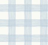 Scarborough Light Blue Striated Plaid Wallpaper with Coastal Fabric & Woven Texture - A-Street Prints 2927-80912