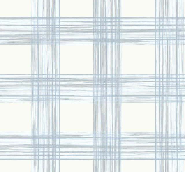 Scarborough Light Blue Striated Plaid Wallpaper with Coastal Fabric & Woven Texture - A-Street Prints 2927-80912