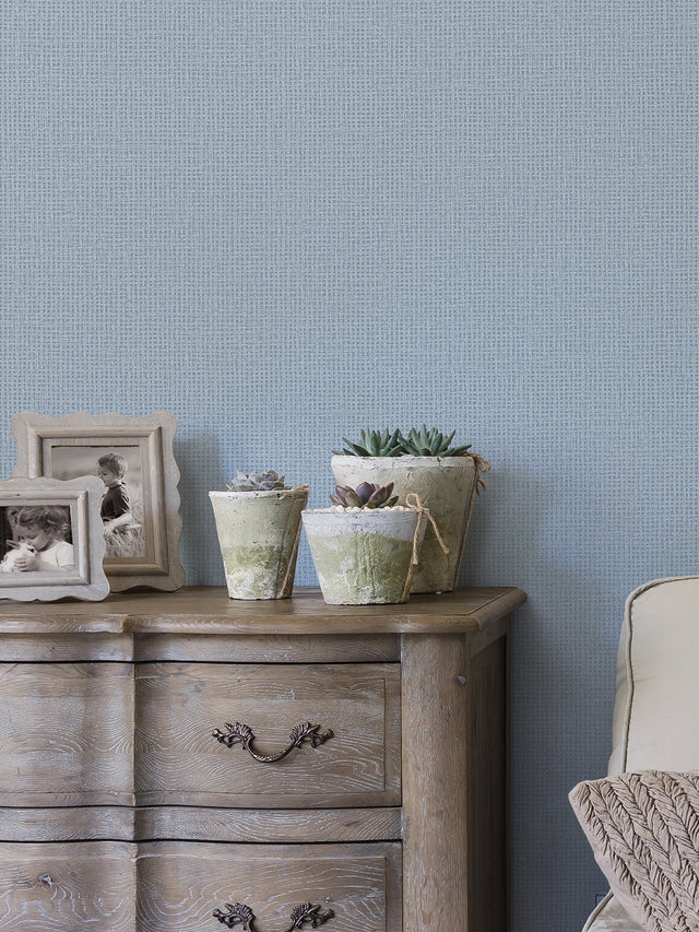 Marblehead Bluebell Basket Weave Wallpaper with Coastal Graphic Weave - A-Street Prints 2927-81002