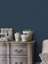 Marblehead Cobalt Basket Weave Wallpaper with Faux Grasscloth Texture - A-Street Prints 2927-81012
