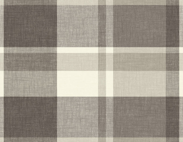 Madaket Charcoal Plaid Wallpaper with Fabric Woven Texture - A?Street Prints 2927-81100