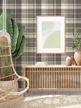 Madaket Charcoal Plaid Wallpaper with Fabric Woven Texture - A?Street Prints 2927-81100