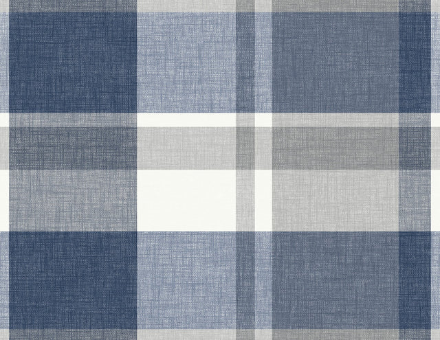 Madaket Indigo Plaid Wallpaper with Fabric & Woven Texture - A-Street Prints 2927-81102